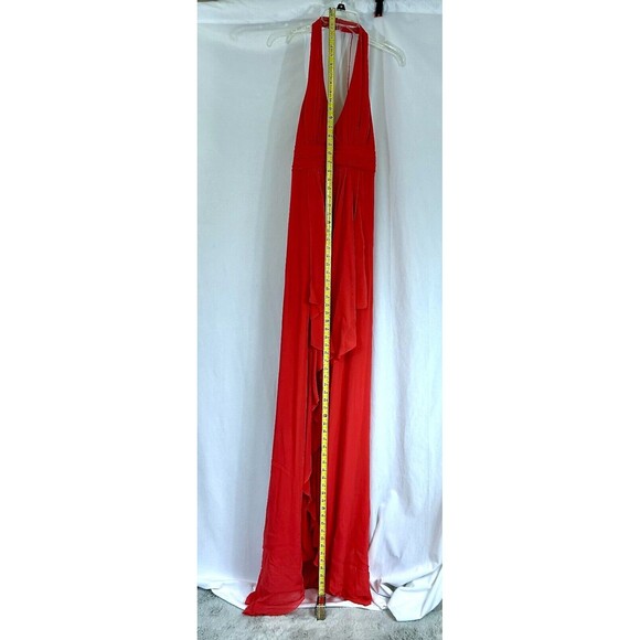 NICOLE MILLER Tangerine Halter Formal Silk Evening Gown Dress w/Train - Sz 2 - Picture 7 of 8